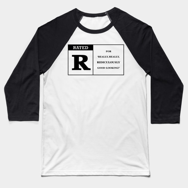 Rated R clear BLACK Baseball T-Shirt by rocksandcolors